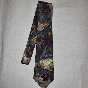 Vintage Giannelli Necktie Floral Purple/Blue/Yellow w/ other Like New